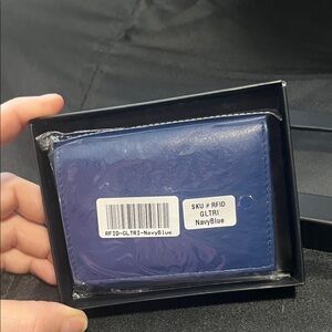 Navy Blue Leather RFID Wallet